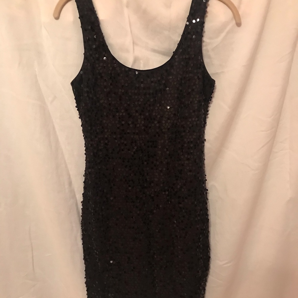 Black sequin mini dress